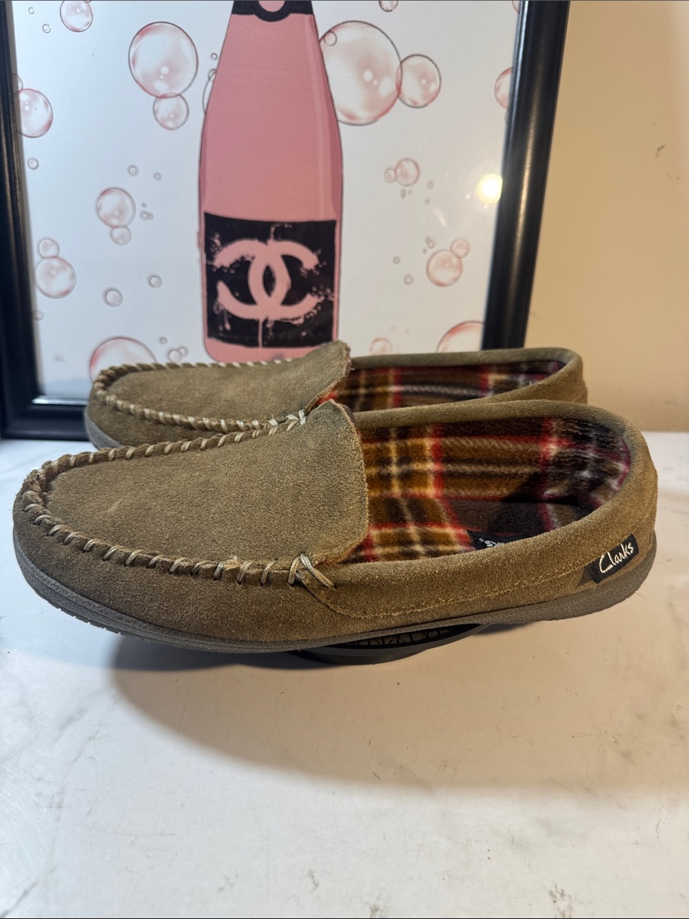Clarks Men’s Brown Moccasin Slippers - Size 10M